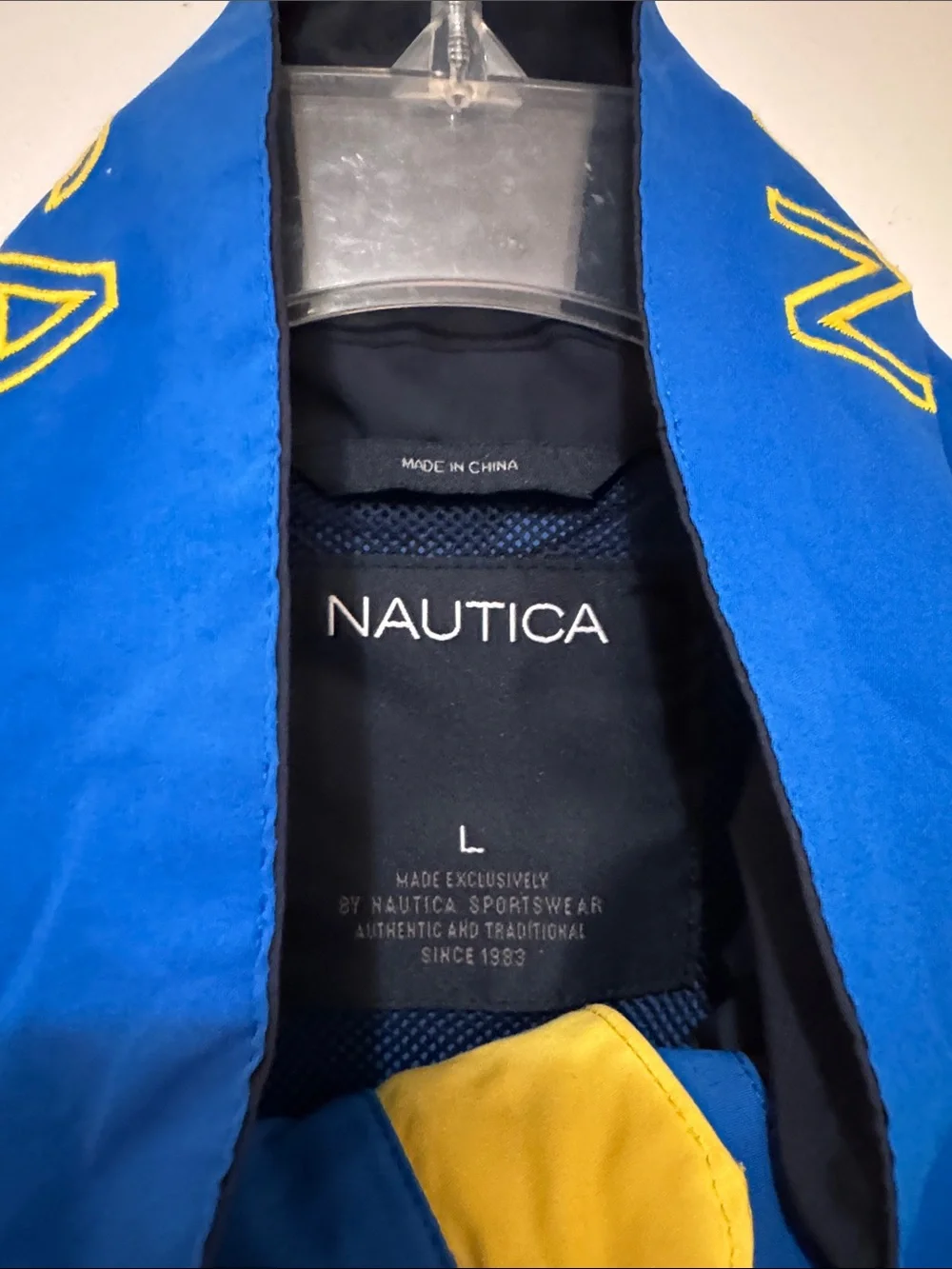 Nautica Men’s Blue & Yellow Colorblock Windbreaker Jacket